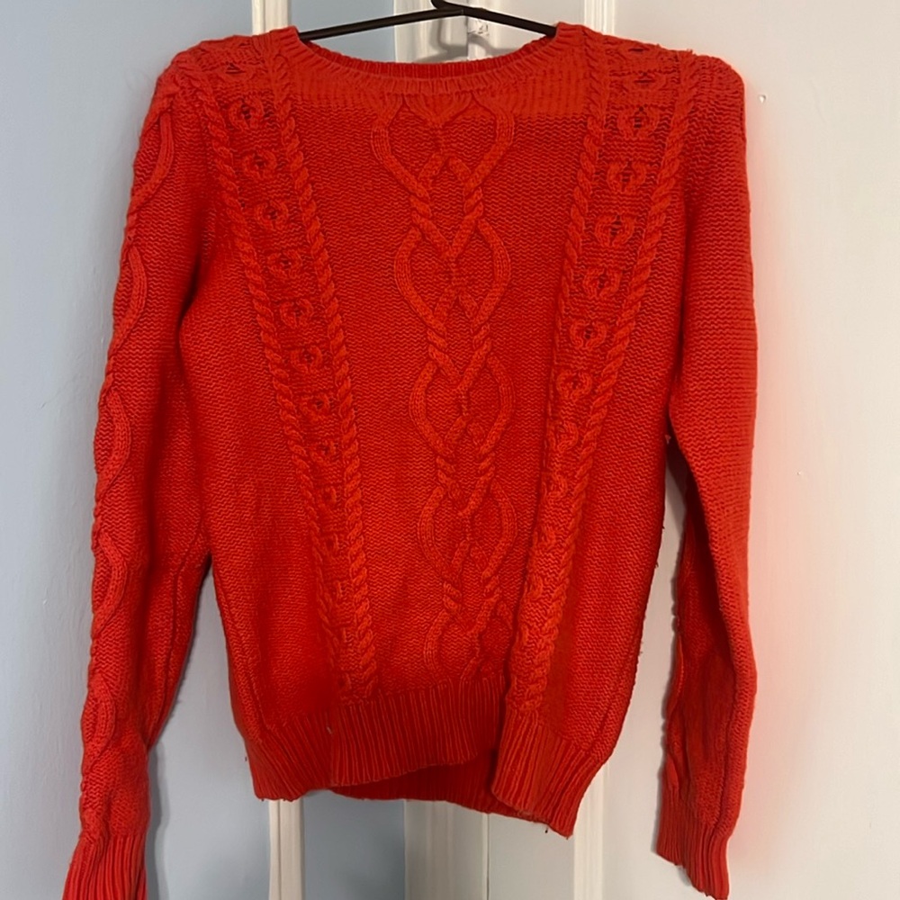 🎉 burnt orange cable knit sweater